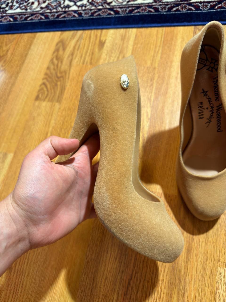 Melissa × Vivienne Westwood Vivienne Westwood x Melissa Anglomania Flocked Pumps Beige Size US 10 / IT 40 - 7 Thumbnail