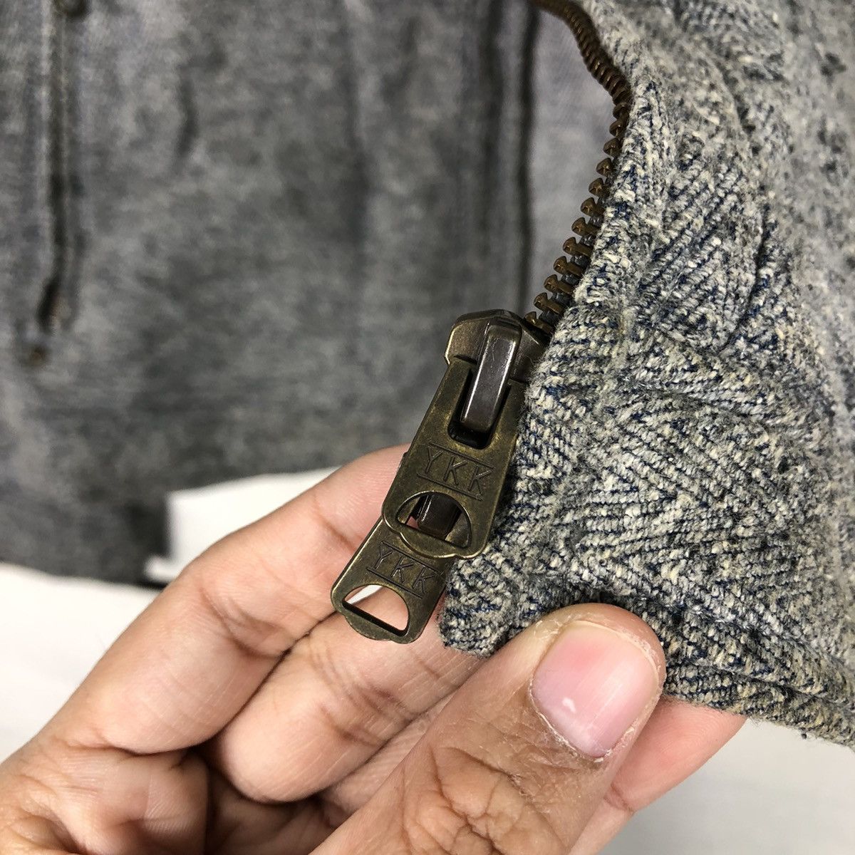 Johnbull 📌Vintage Zipper Biker Jacket Johnbull Herringbone Design Size US L / EU 52-54 / 3 - 17 Thumbnail