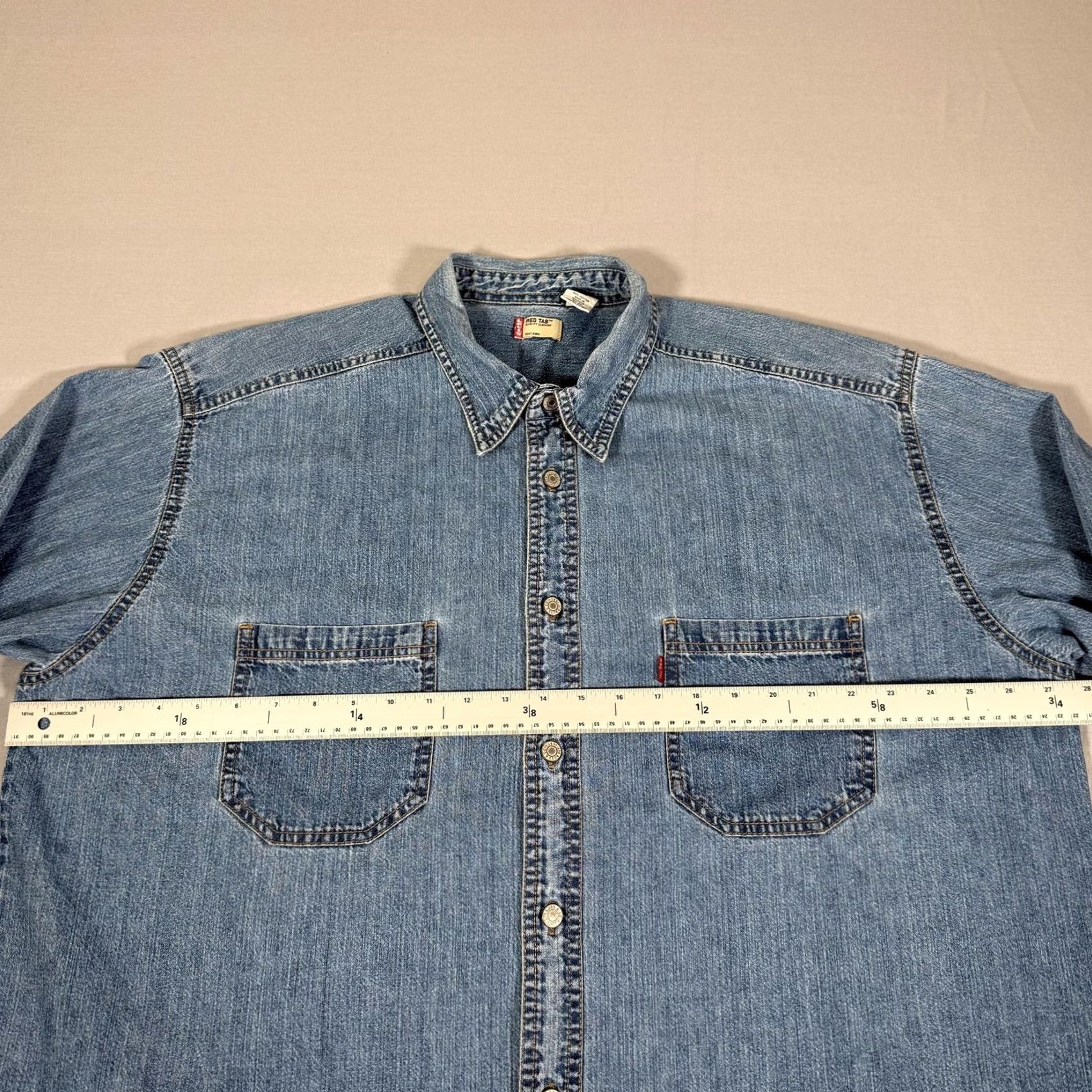 Levi's VINTAGE Levi's Shirt Mens XL Blue Denim Jean Metal Button Up Western Cowboy Work Size US XL / EU 56 / 4 - 7 Thumbnail
