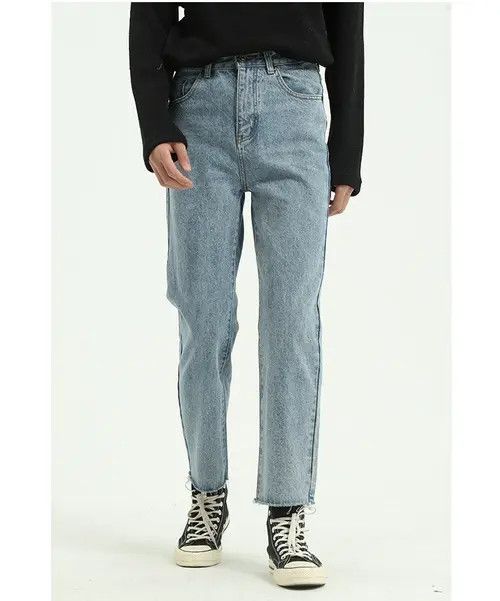 Anime × Japanese Brand × Jean Light Blue Retro Loose Straight Cropped Jeans Size US 32 / EU 48 - 2 Thumbnail