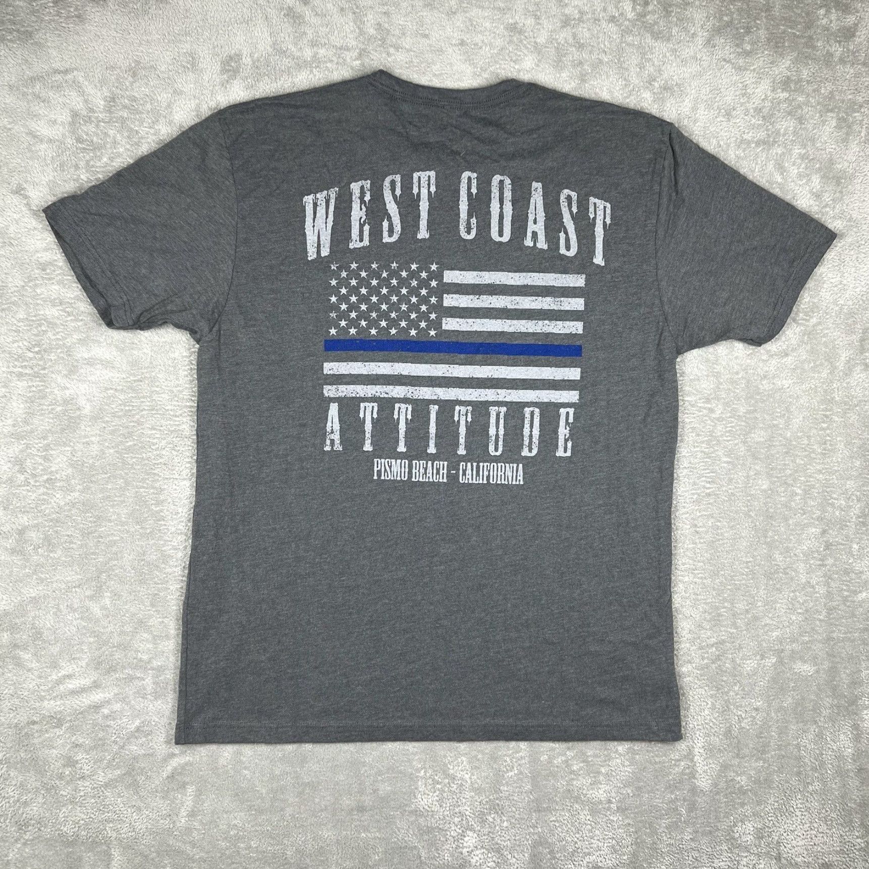 Vintage West Coast Attitude Pismo Beach California Mens Large Dark Heather Gray T-Shirt Size US XL / EU 56 / 4 - 7 Thumbnail