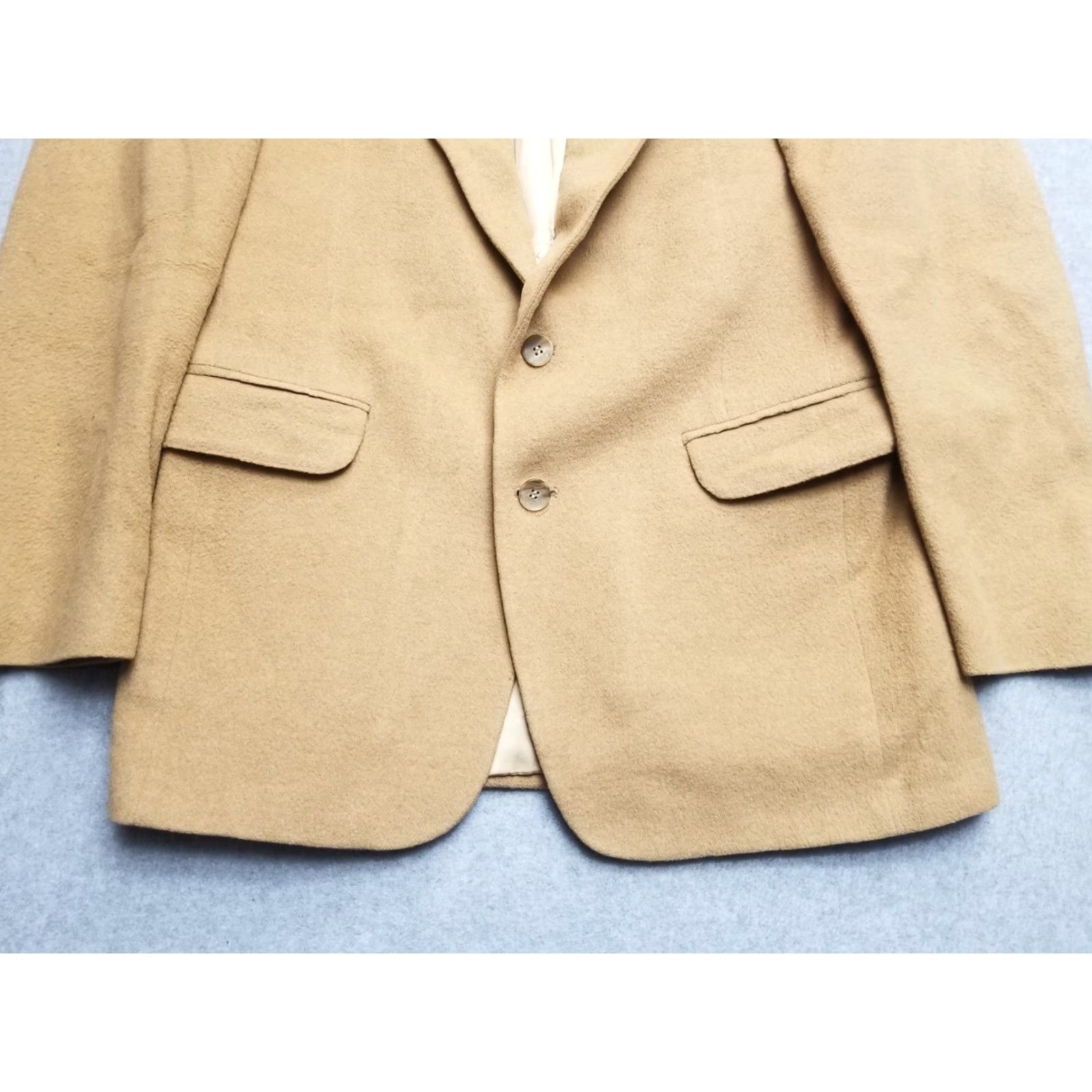 J.Crew VINTAGE Miltons Adolfo Couture Blazer Mens Medium Camel Hair Union Made USA Jacket Size 40R - 3 Thumbnail