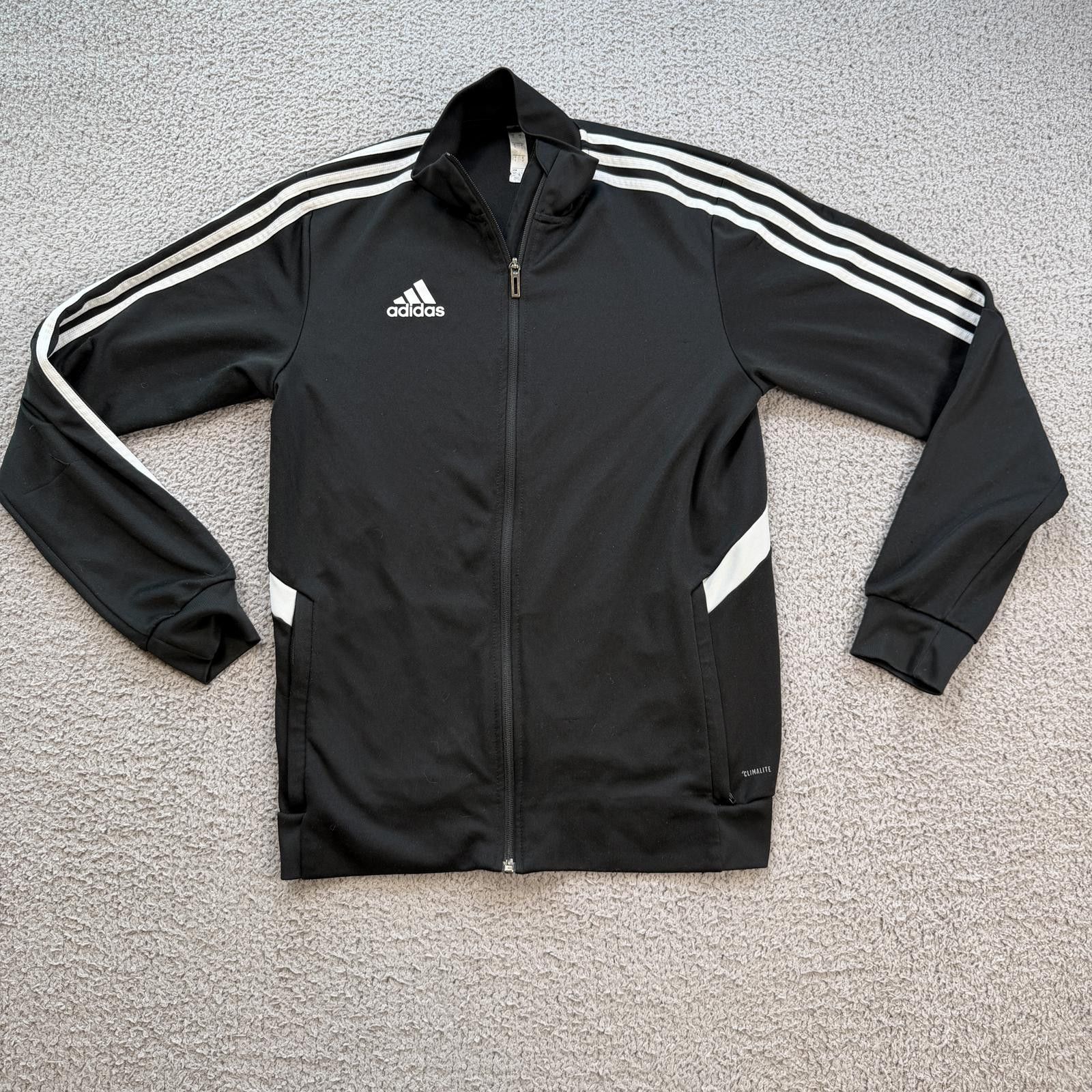 Adidas Adidas Climalite Black Track Jacket Full Zip 3 Stripe Mens S Size US S / EU 44-46 / 1 - 1 Thumbnail