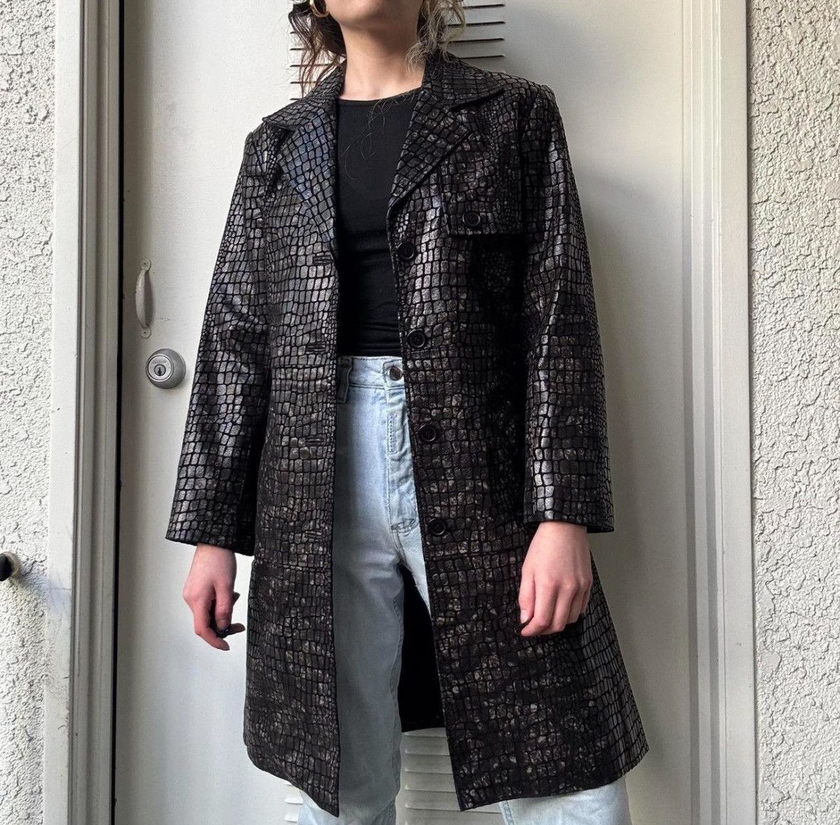 Vintage Y2K MATRIX CORE GLOSSY LEATHER COAT Size S / US 4 / IT 40 - 1 Thumbnail