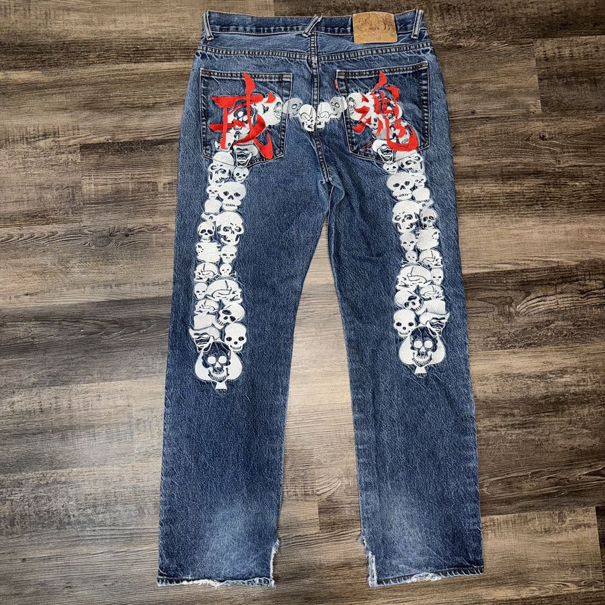 image of Evisu Skull Jeans in Navy, Men's (Size 34)