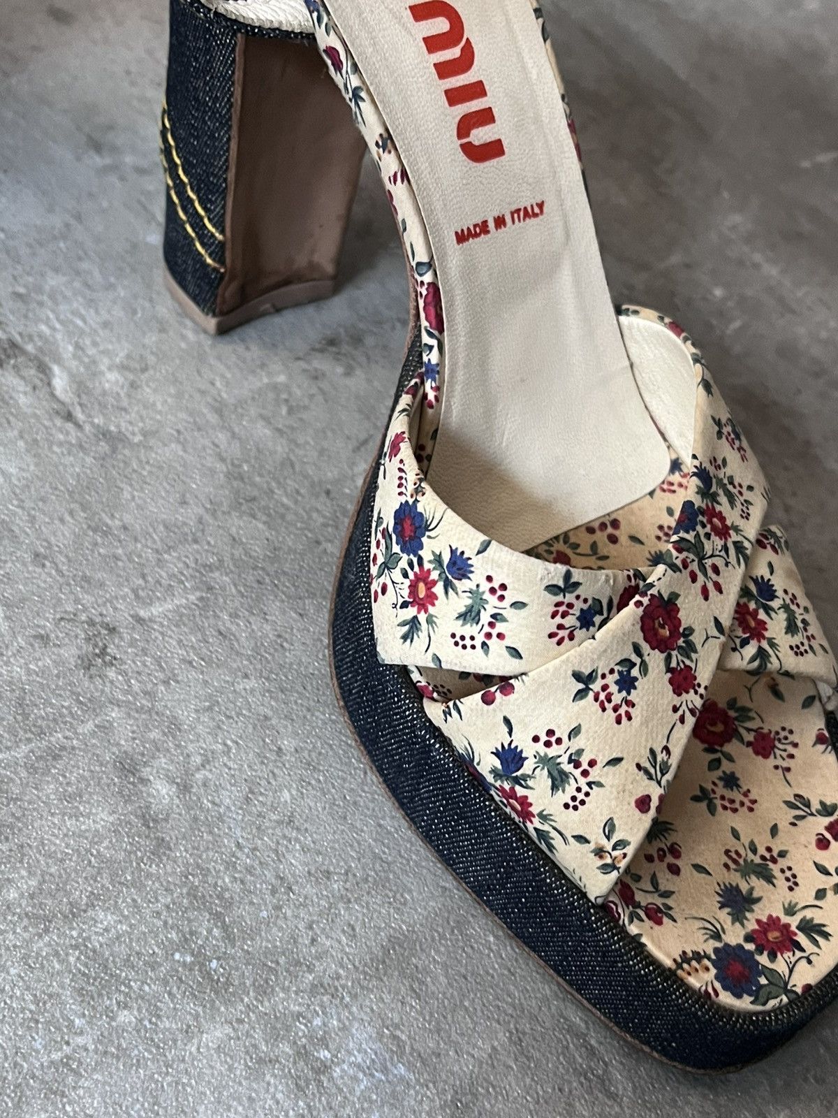 Miu Miu Miu Miu 90s floral heels denim platforms Size US 10 / IT 40 - 5 Thumbnail