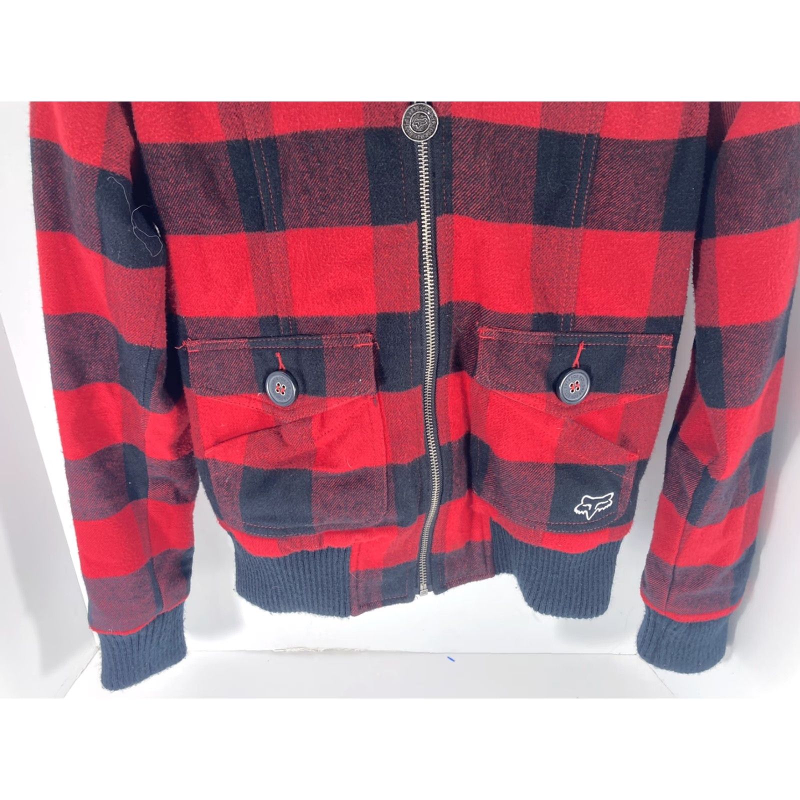 Vintage FOX Flannel Jacket Womens Size Small Buffalo Check Plaid Fleece Hood Outdoor Jacket/Coat Casual Womens Regular Late Size S / US 4 / IT 40 - 3 Thumbnail