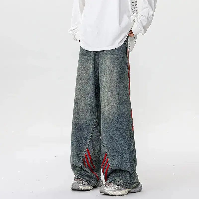 Japanese Brand Retro loose fit patchwork wide leg jeans Size US 32 / EU 48 - 6 Thumbnail
