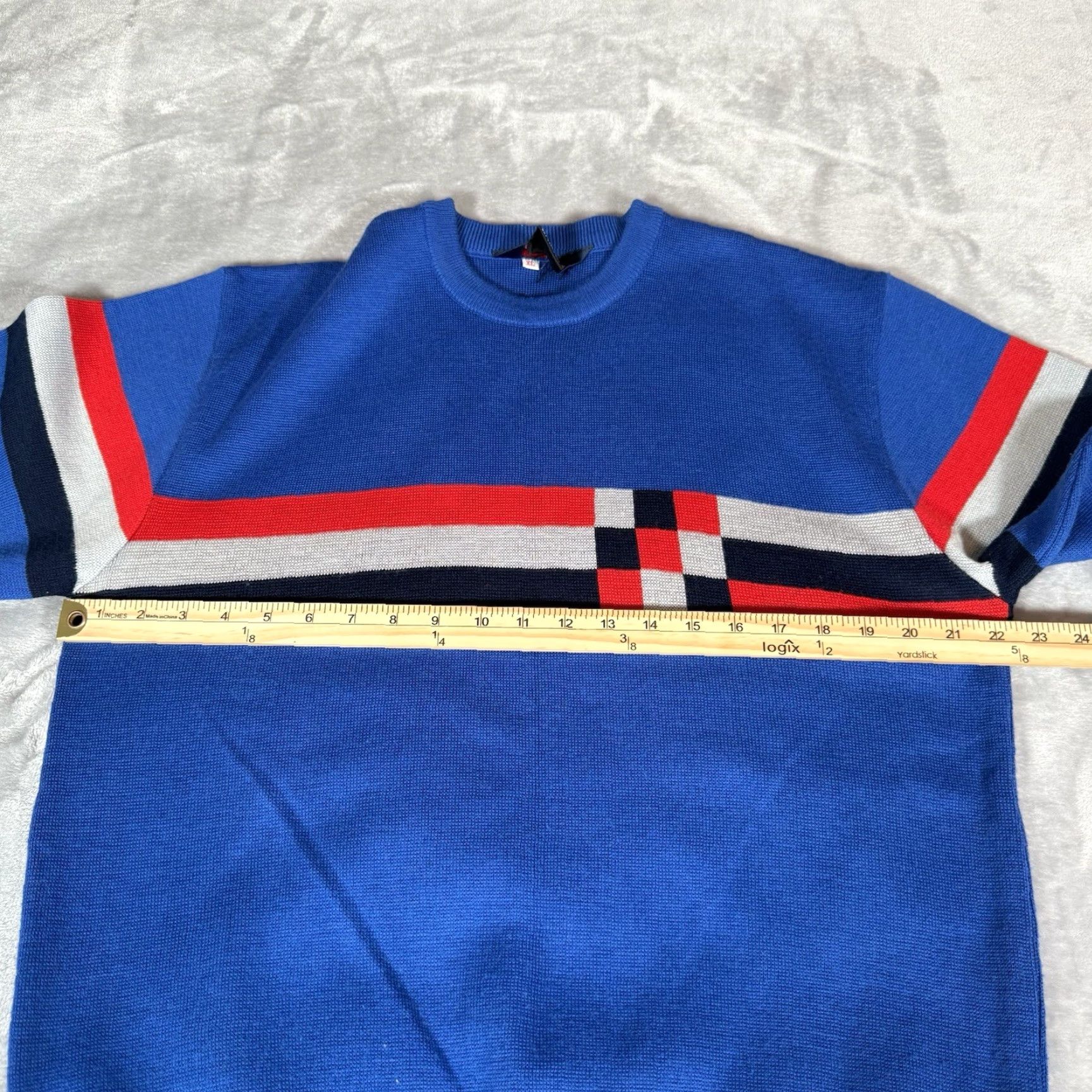 Vintage VINTAGE Hermans Striped Crewneck Sweater Mens Slim L Blue 90s Size US L / EU 52-54 / 3 - 5 Thumbnail