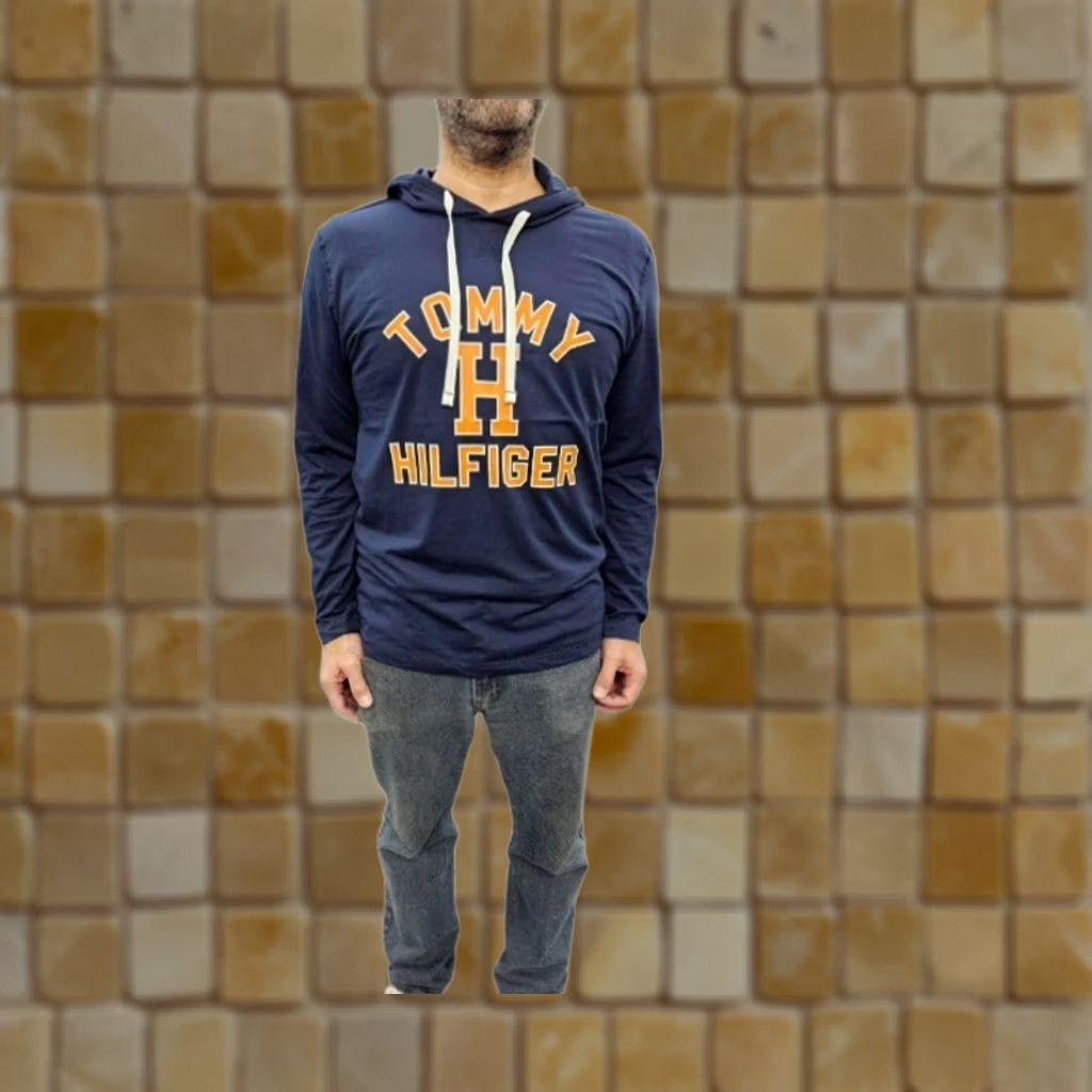 Tommy Hilfiger Tommy Hilfiger Hoodie Navy Blue Shirt L Mens Long Sleeve Hooded Pullover with Drawstring Front Size US L / EU 52-54 / 3 - 1 Preview