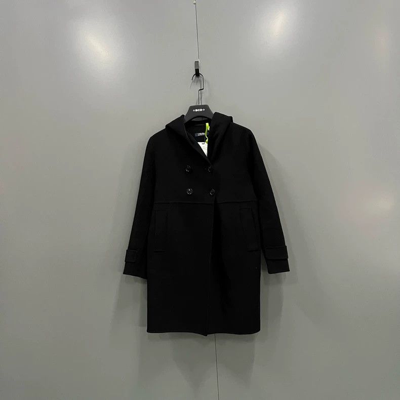 Max Mara Max Mara Black double-breasted hooded coat Size S / US 4 / IT 40 - 1 Thumbnail