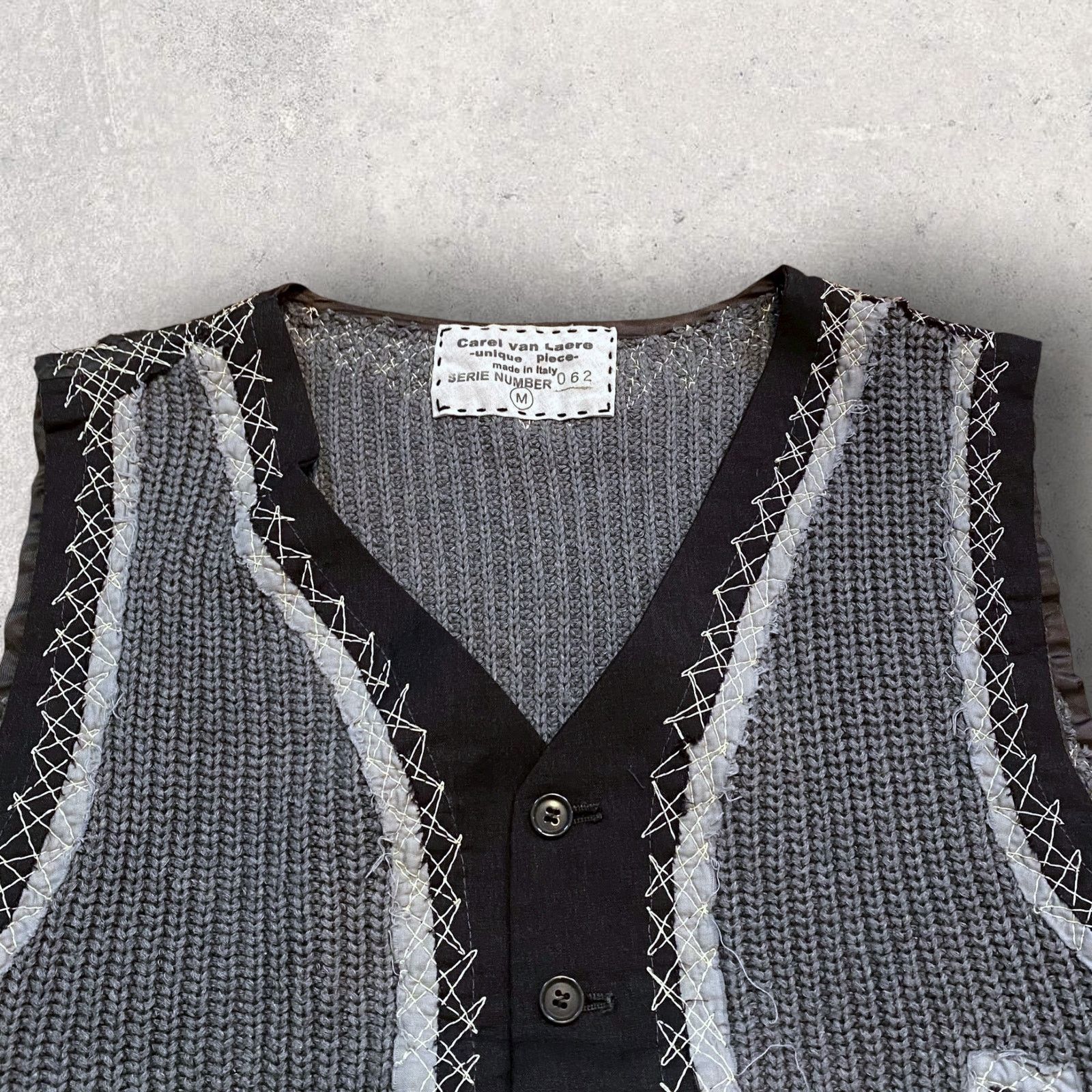 Japanese Brand Carel van Laere Stitched Embroidered Sweater Vest Size US M / EU 48-50 / 2 - 2 Thumbnail