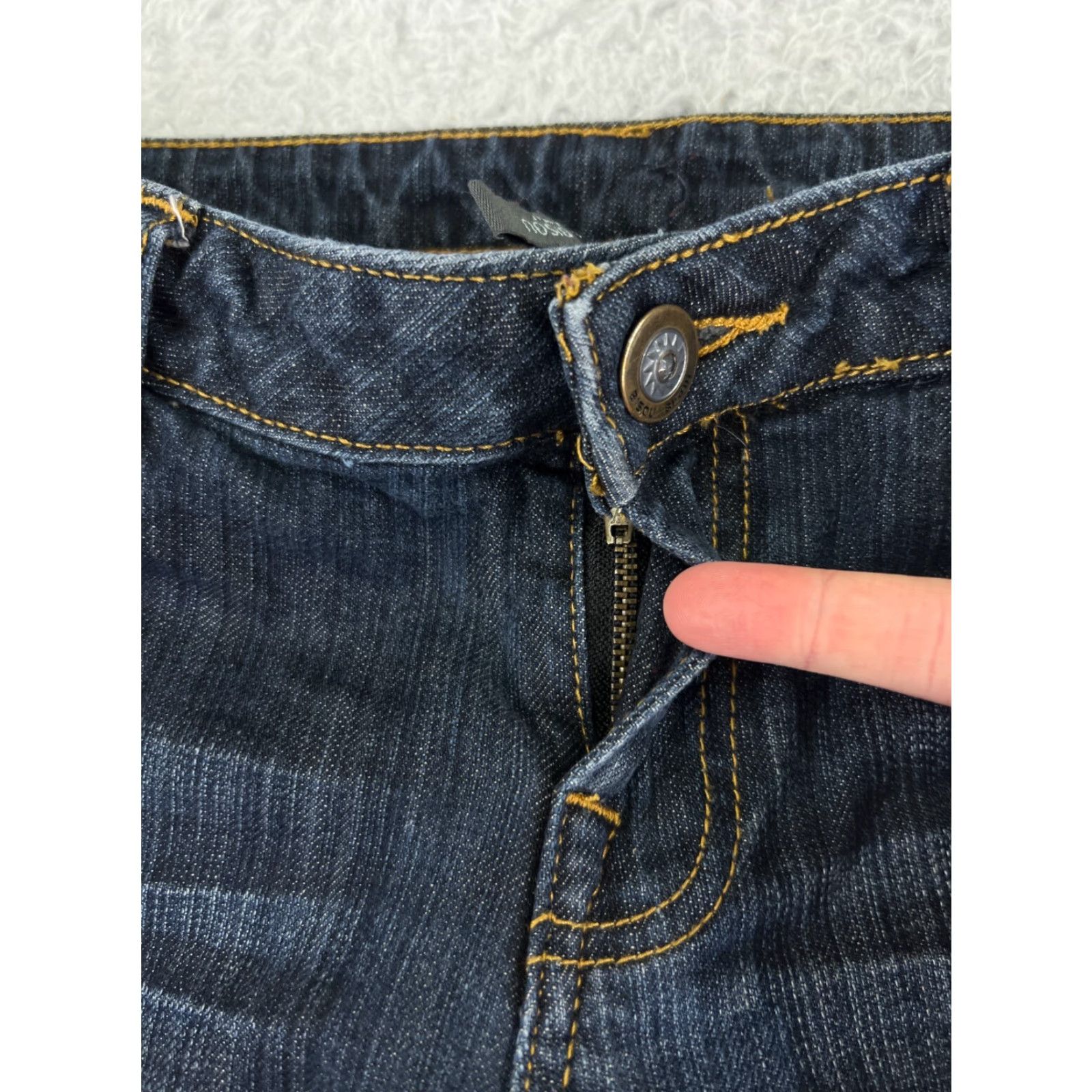 Vintage BISOU BISOU Jeans Womens 10 Flared Dark Blue Denim Cotton 31x31 Distressed Size 32" / US 10 / IT 46 - 5 Thumbnail