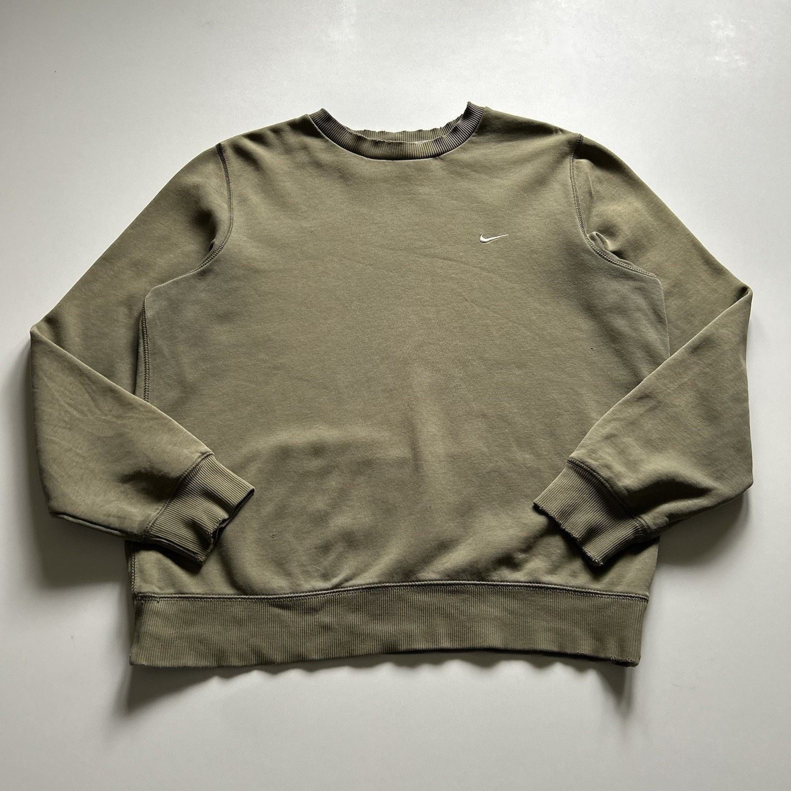 Vintage Nike Crewneck Sweatshirt Mini Swoosh Y2K Green Large