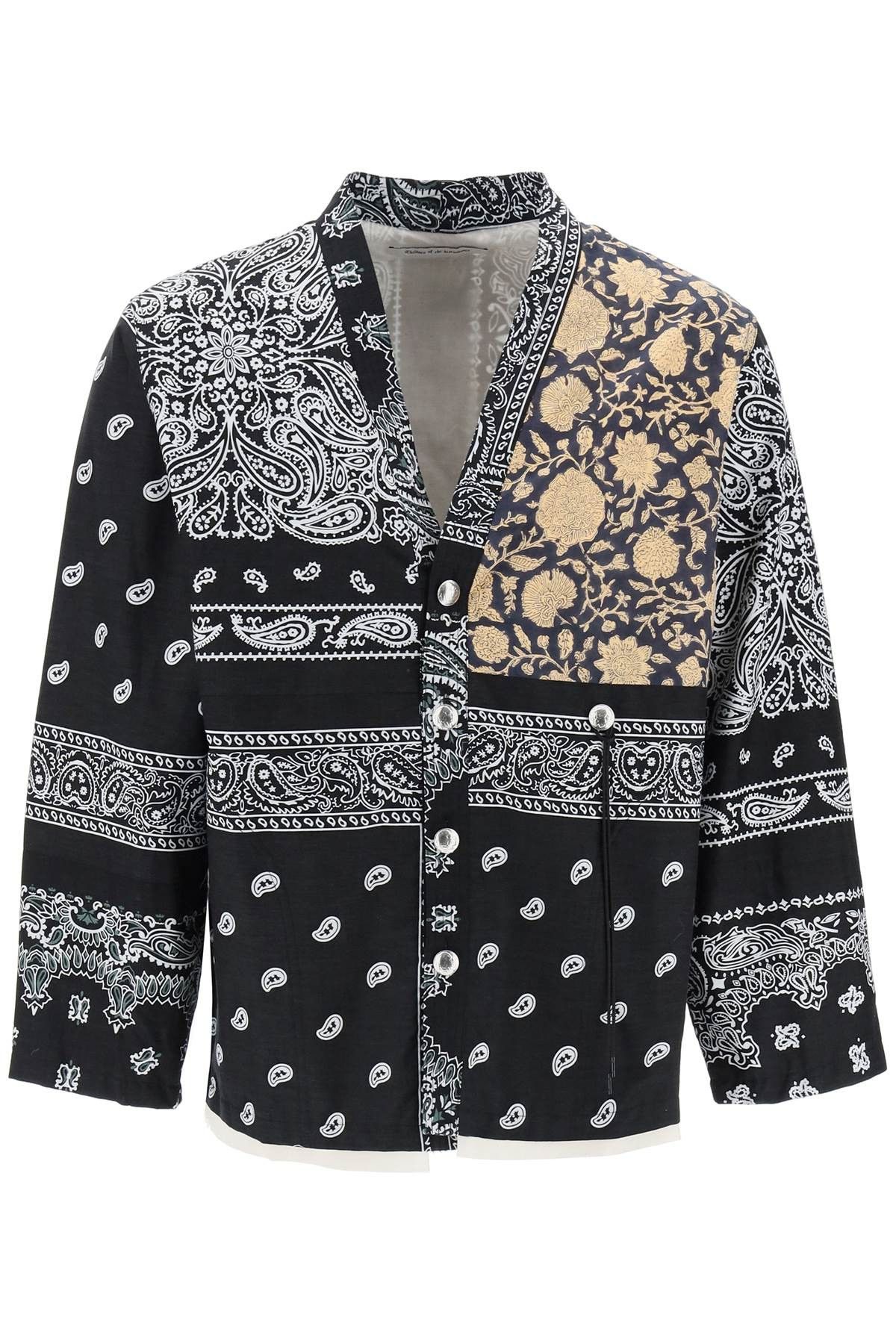 image of Children Of The Discordance Concho Patchwork Overshirt in Nero, Men's (Size Medium)