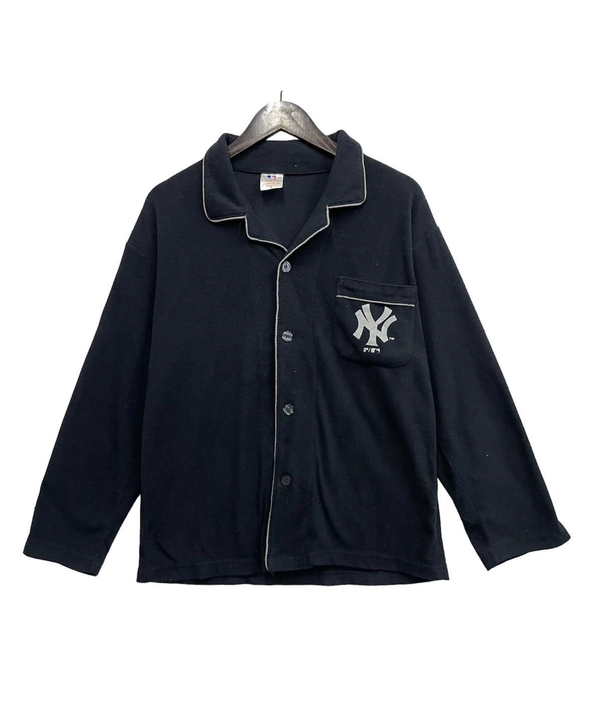 New York Yankee TShirt LongSleeve Button Up Logo Tee