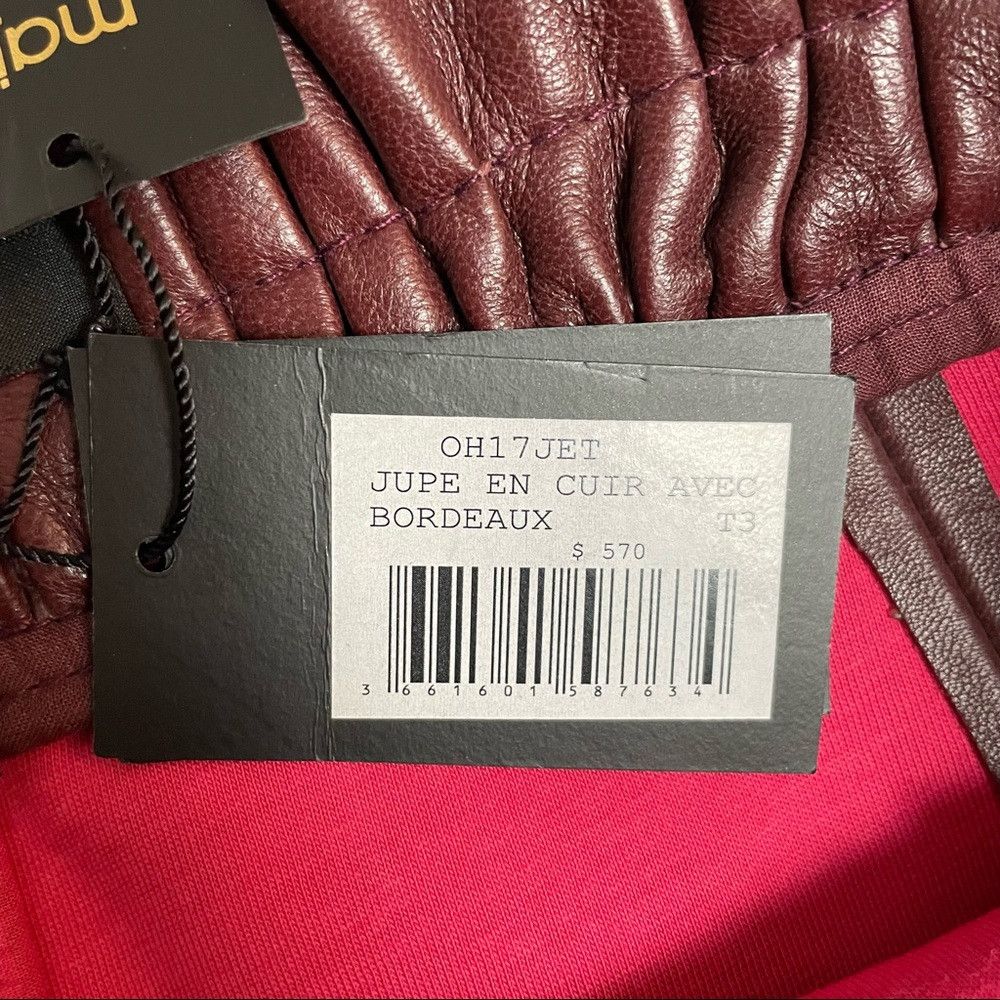 Maje NWT New $570 Maje Draw cord Burgundy Leather Mini Skirt Siz Size 30" / US 8 / IT 44 - 4 Thumbnail