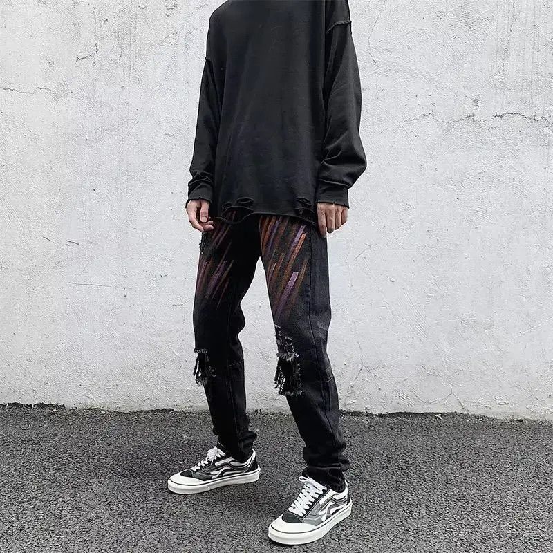 Japanese Brand Hip hop ripped straight leg jeans Size US 32 / EU 48 - 6 Thumbnail
