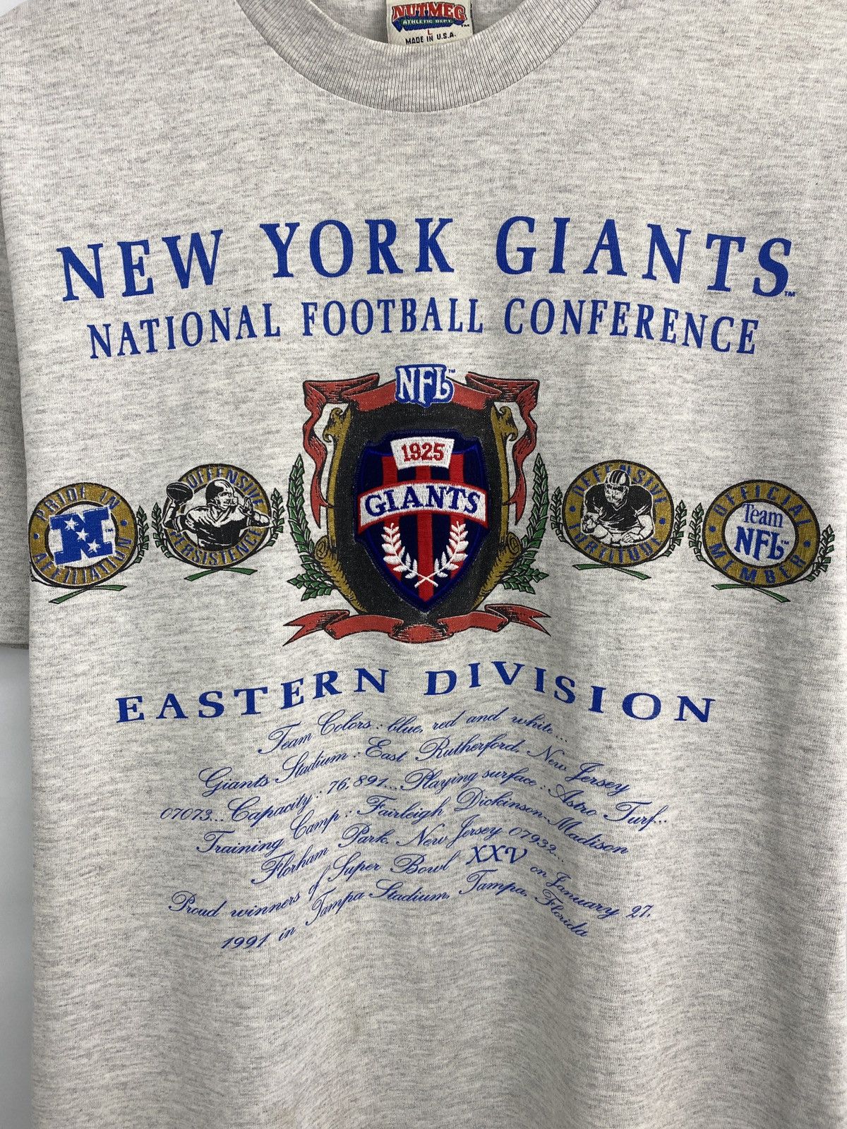 Nutmeg 🇺🇸🏈 Vintage 90s New York Giants Nutmag Football T-shirt Rare Size US L / EU 52-54 / 3 - 4 Thumbnail