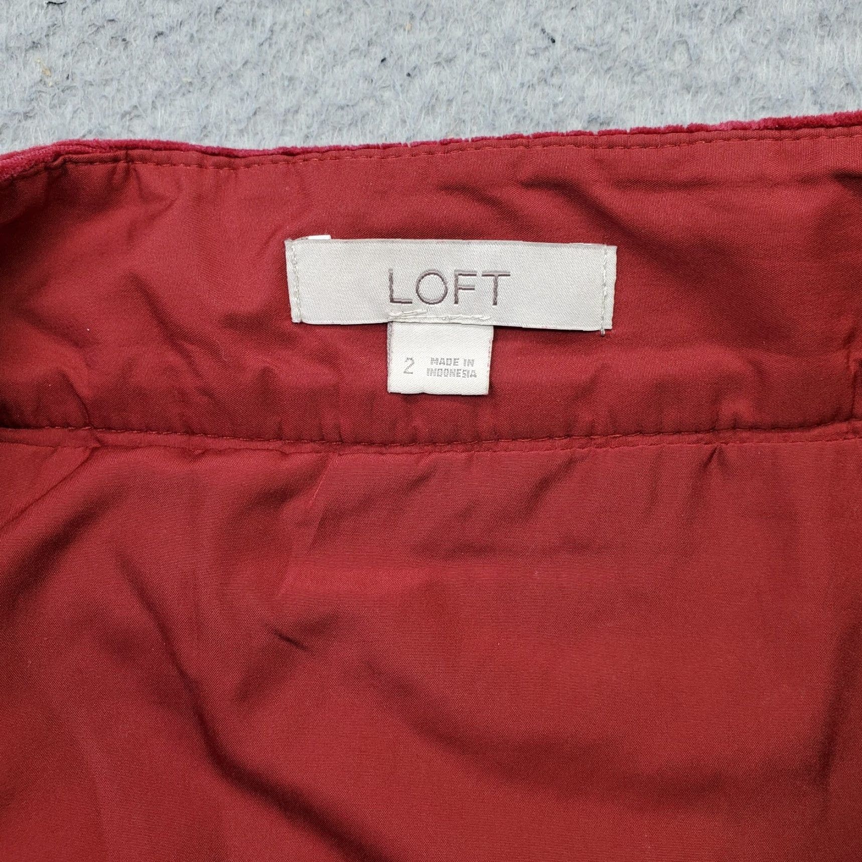 Loft LOFT Womens 2 Red Corduroy A-Line Mini Skirt Zip Pleated Lined Stretch Casual Short Size 26" / US 2 / IT 38 - 5 Thumbnail