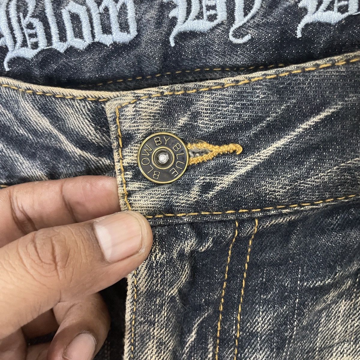 Japanese Brand Vintage Blow By Blue Distressed Denim Size US 36 / EU 52 - 7 Thumbnail