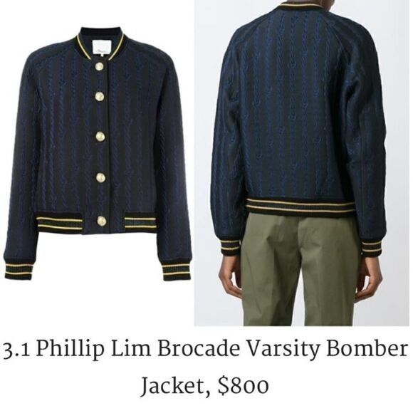 3.1 Phillip Lim 3.1 Phillip Lim Brocade cable print Varsity Bomber blue Size XS / US 0-2 / IT 36-38 - 2 Thumbnail
