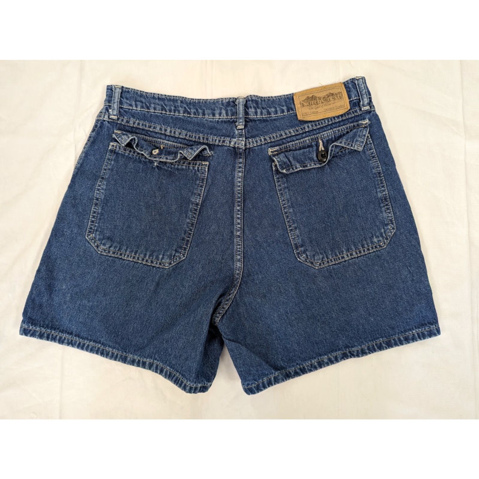 Vintage VINTAGE 90s/00s Y2K Mom Shorts Size 14 34x4 Utility S2W Blue Denim Cotton Women 34 in Inseam 4 in Size 24" / US 00 / IT 34 - 2 Thumbnail