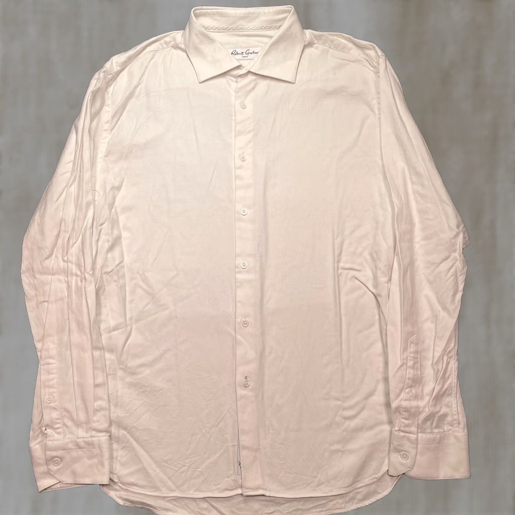 Robert Graham Robert Graham Shirt Mens 44 White Herringbone Long Sleeve Stretch Button-Up Size US XXL / EU 58 / 5 - 1 Thumbnail