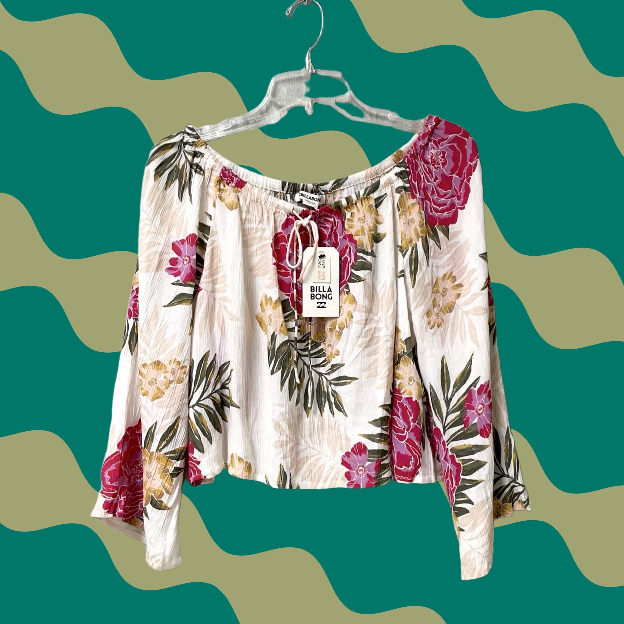 Billabong Billabong Women Off The Shoulder Blouse Floral Light It Up M Multicolor Cropped Boho Beach Shirt Womens Size M / US 6-8 / IT 42-44 - 1 Thumbnail