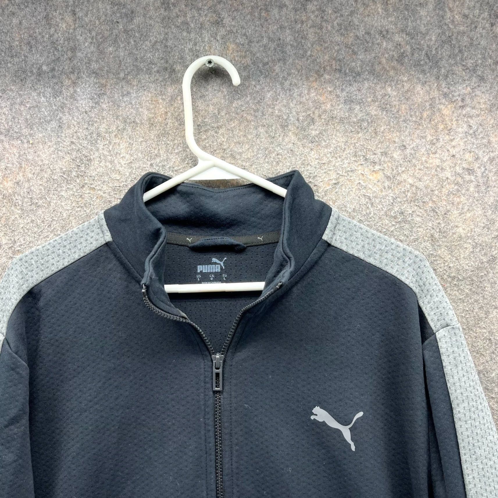 Puma VINTAGE Puma Track Jacket Mens Large Black Gray Full Zip Logo Athletic Cotton Size US L / EU 52-54 / 3 - 4 Thumbnail