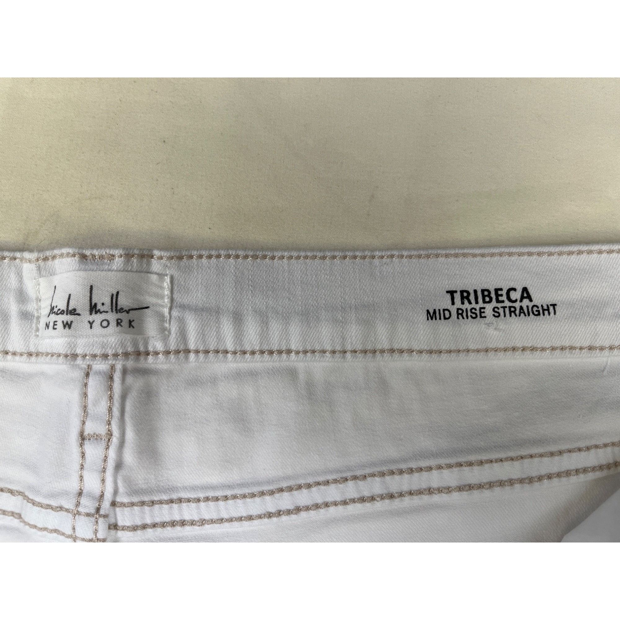 Nicole Miller Nicole Miller Women's White Mid Rise Straight/Skinny Jeans S Size 38" / US 16 / IT 52 - 7 Thumbnail