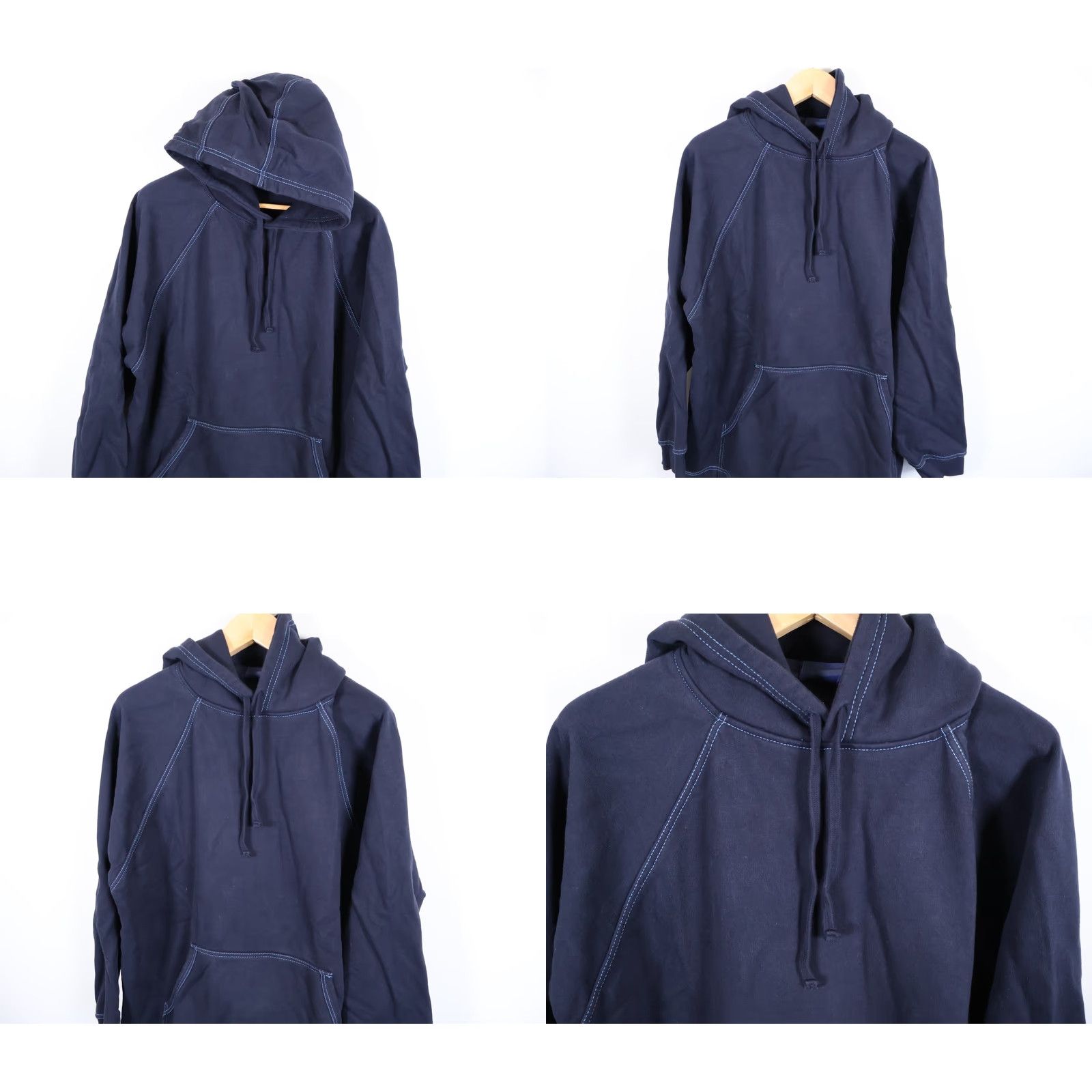 Vintage Champs Hoodie Men XL Dark Blue Heavyweight Sweatshirt Cotton Blend VTG Crew Neck Pullover Oversized 90s Retro Style Mens Size US XL / EU 56 / 4 - 8 Thumbnail