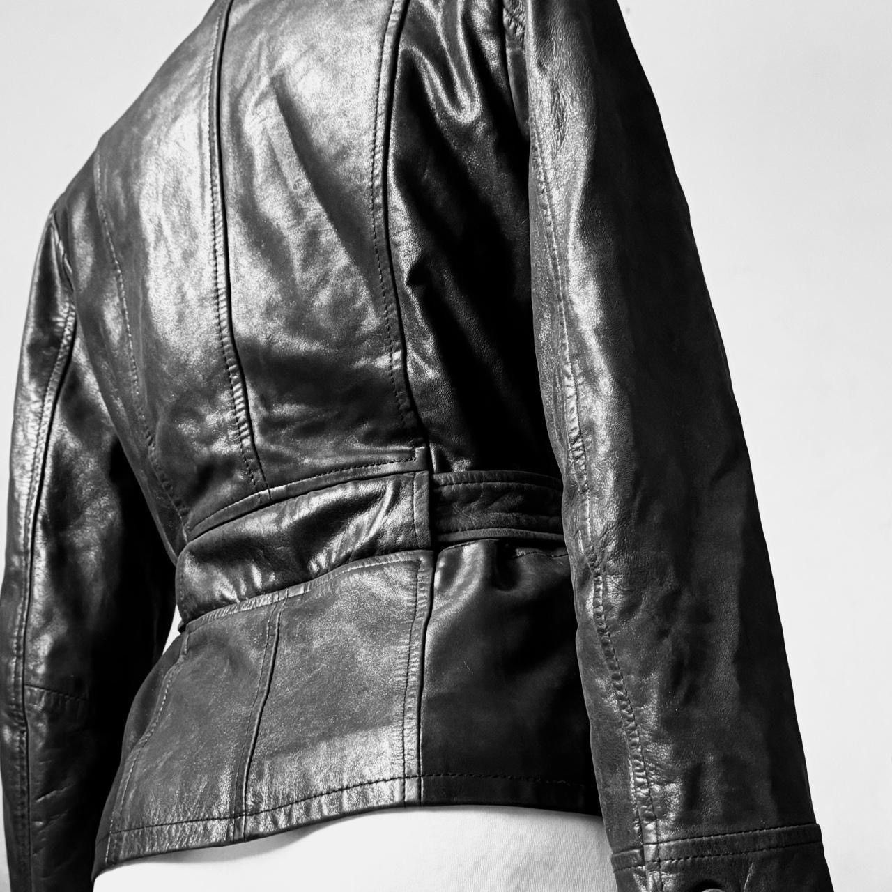 Vintage Real leather distressed jacket with belt Size S / US 4 / IT 40 - 4 Thumbnail