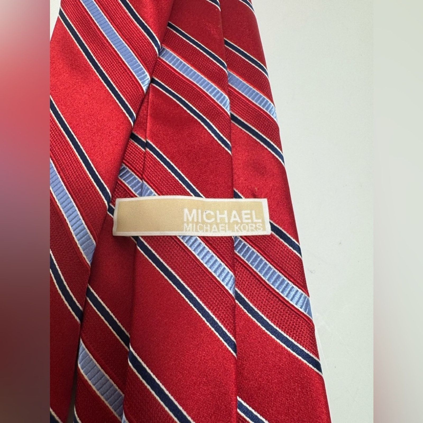 Michael Kors Michael Kors Red Blue Navy Striped Tie Designer Mens Size ONE SIZE - 3 Thumbnail