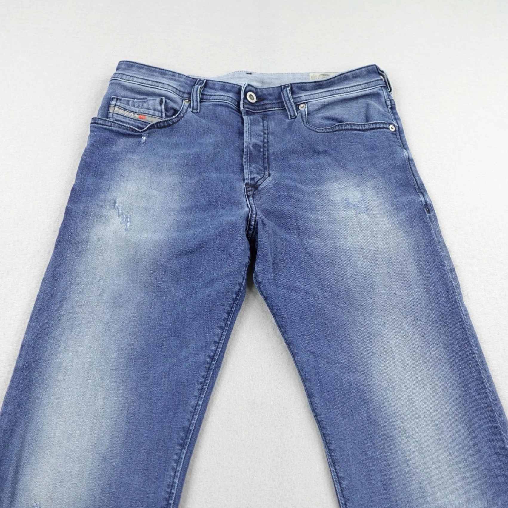 Diesel Diesel Jeans Mens 31 Blue Denim Buster 084NV Stretch Regular Slim Tapered Faded Distressed 32in Inseam Mens Size US 31 - 2 Thumbnail