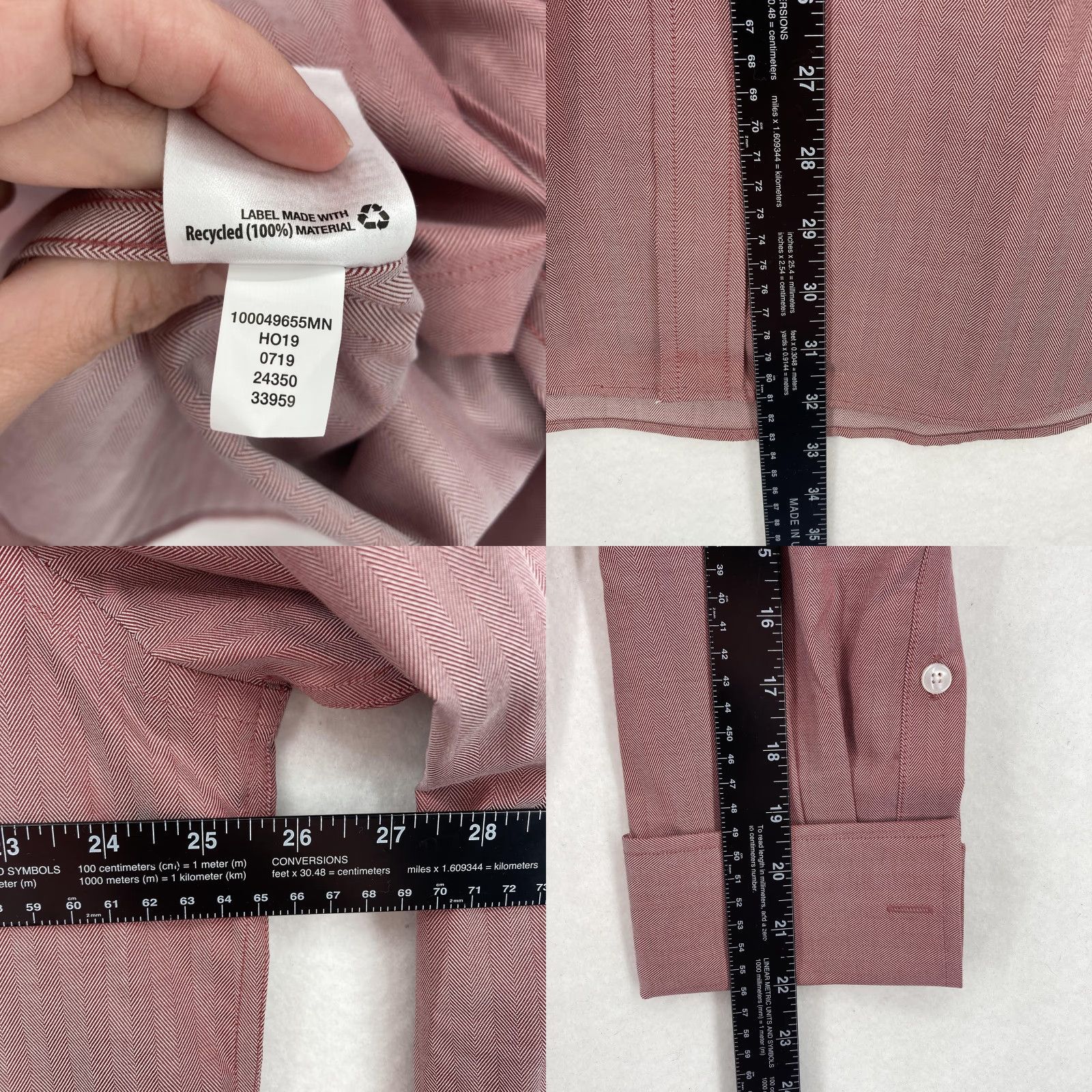 Tasso Elba VINTAGE Tasso Elba Shirt Mens XL Burgundy Herringbone Non-Iron Supima Cotton Dress Shirt Mens XL Long Sleeve 100% Cotton Stretch Size US XL / EU 56 / 4 - 8 Thumbnail