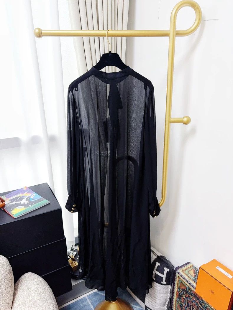 Chanel Chanel 22A black transparent mulberry silk long-sleeved sh Size XS / US 0-2 / IT 36-38 - 2 Thumbnail