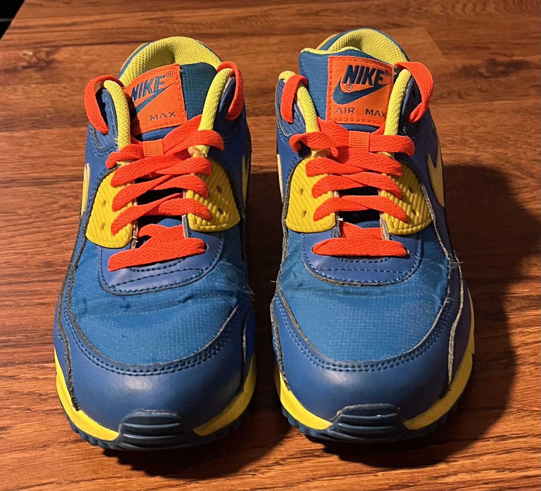 Nike Nike Air Max 90 Blue Yellow Orange Sneakers Size US 6.5 / EU 39-40 - 4 Thumbnail