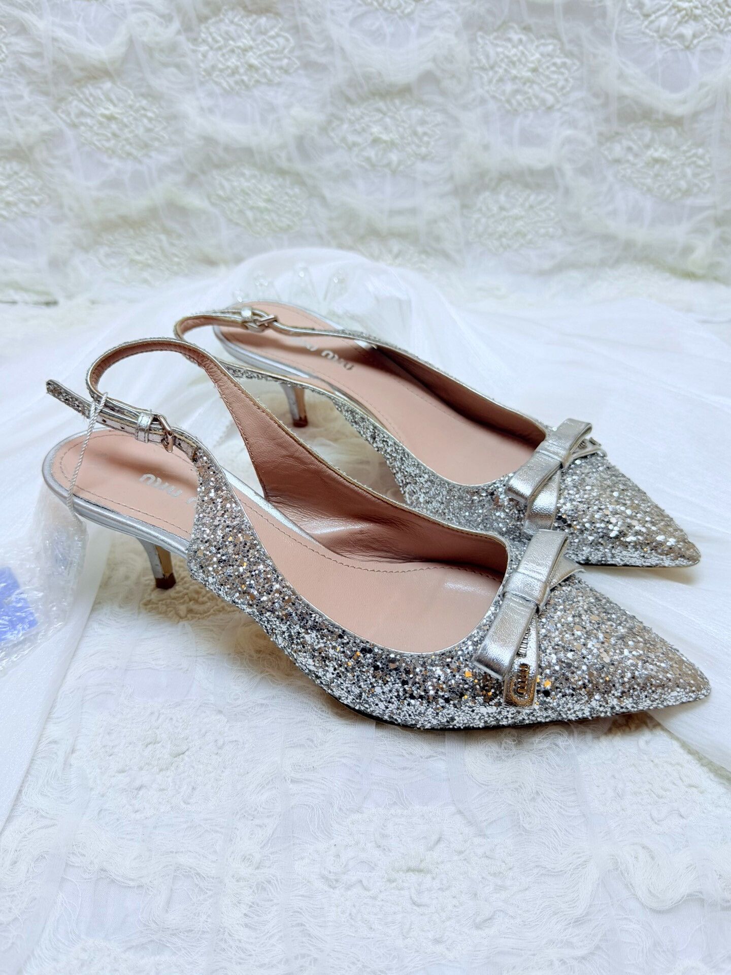 Miu Miu Miu Miu Silver Sandals us_7 Women Size US 7 / IT 37 - 1 Thumbnail