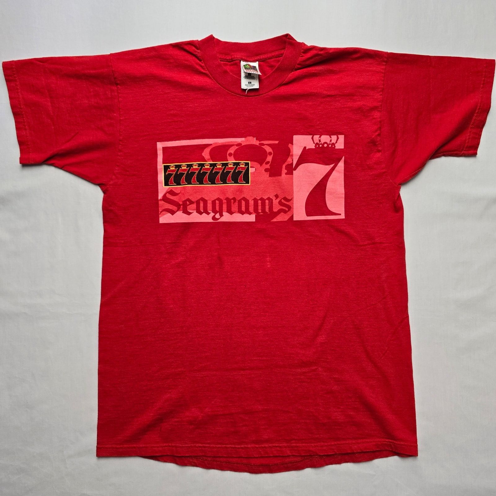 Fruit Of The Loom × Vintage Vintage Seagrams 7 Red XL Seven Crown Whiskey Alcohol Tee Size US XL / EU 56 / 4 - 1 Thumbnail