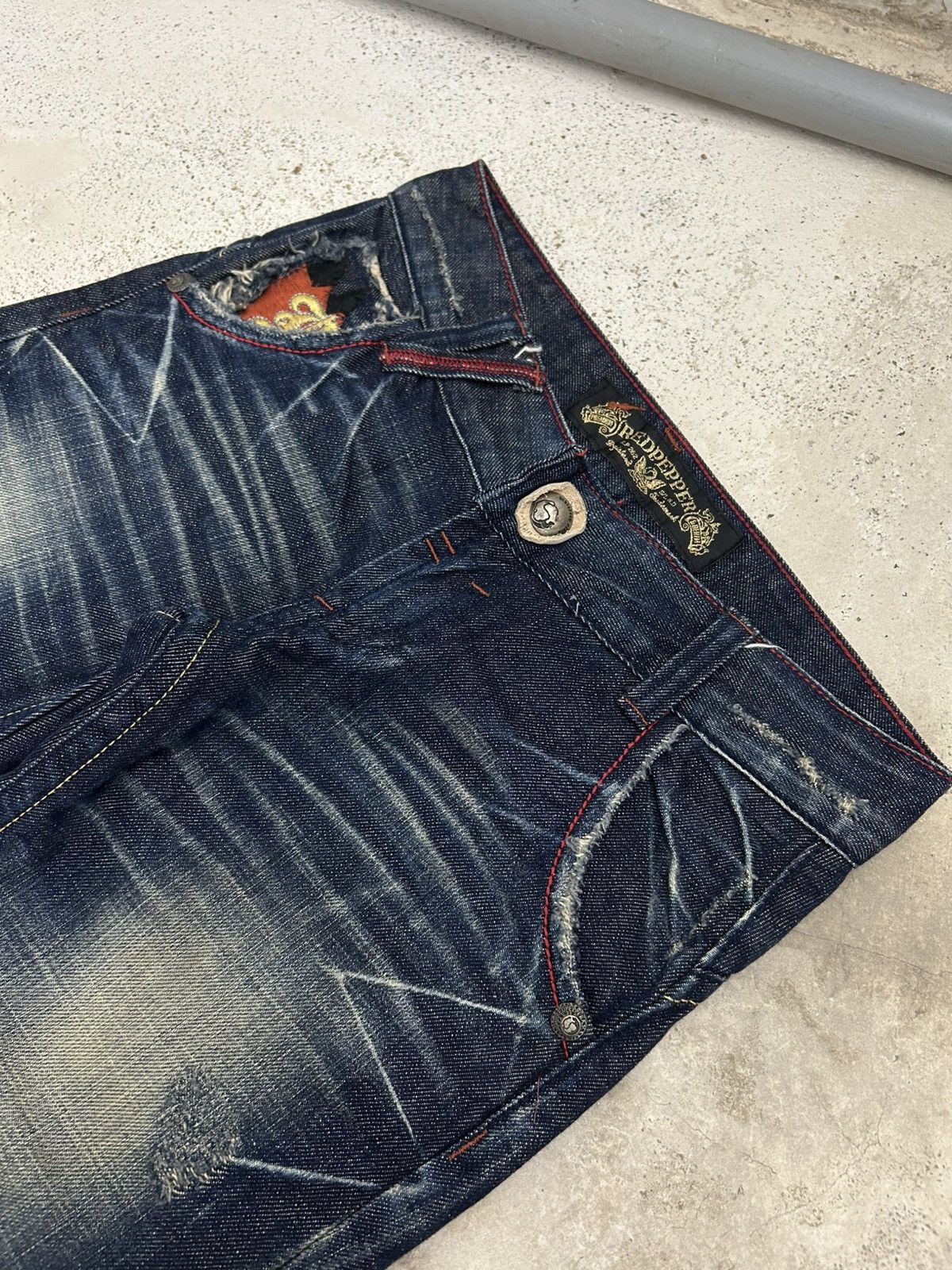 Hysteric Glamour Flare Red Pepper Japan Jean Patches Distressed Embroidery Size US 30 / EU 46 - 7 Thumbnail
