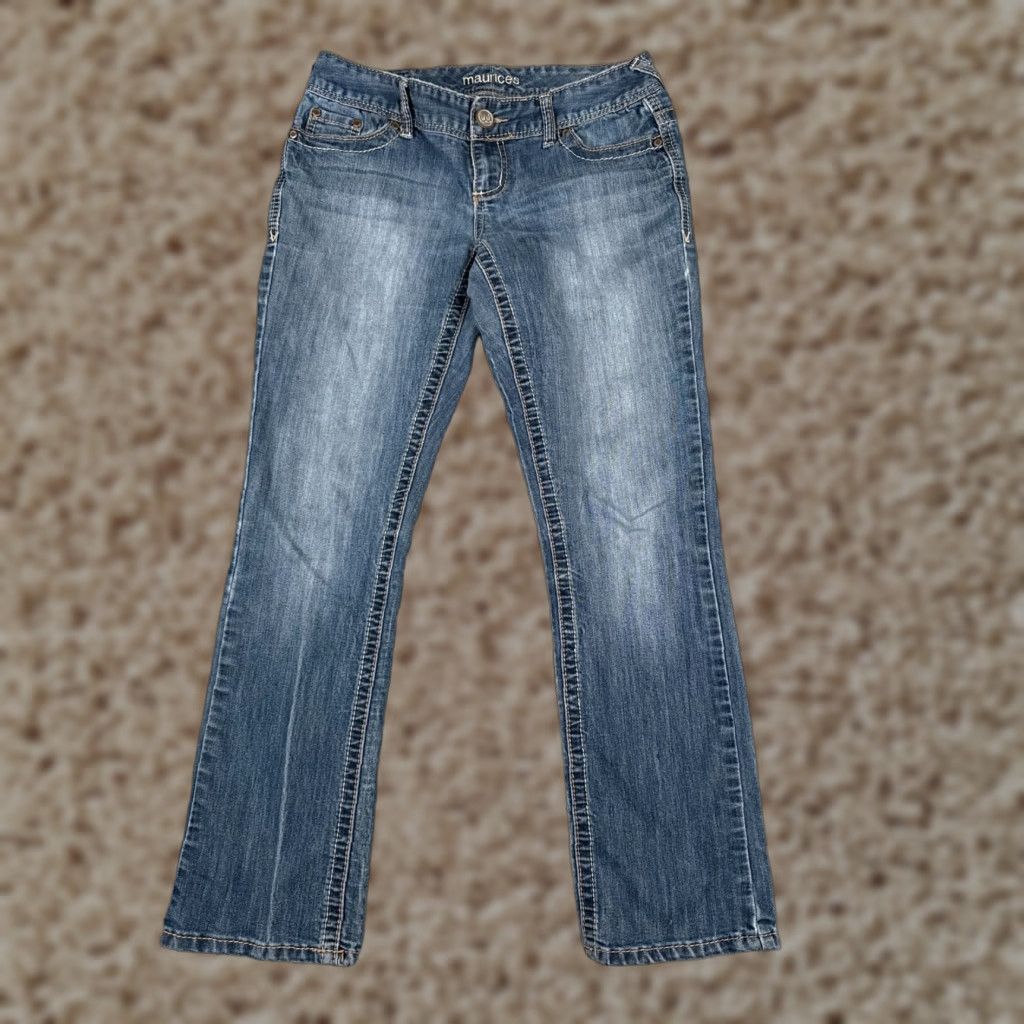 Vintage Maurines Women's Jeans 3 Regular Fit Bootcut Low Rise Denim Stretch Blue Cotton 29x29 Size 26" / US 2 / IT 38 - 1 Thumbnail