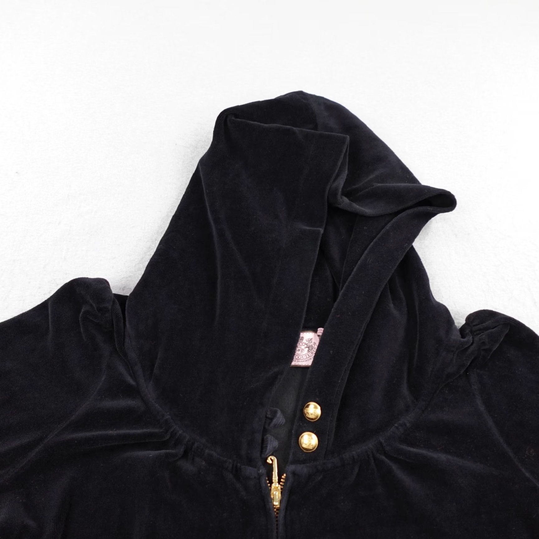 Juicy Couture VINTAGE Juicy Couture Hoodie Womens Medium Black Velour Tracksuit Jacket Y2K USA Size M / US 6-8 / IT 42-44 - 2 Thumbnail