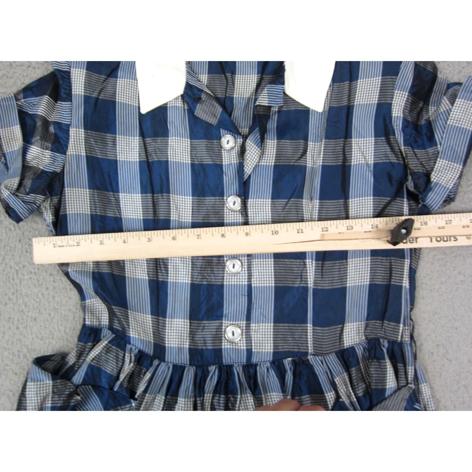 Vintage Vintage Missy Teens Mod Dress XS Blue Plaid A-Line True 60s 70s Extra Small Size XS / US 0-2 / IT 36-38 - 7 Thumbnail