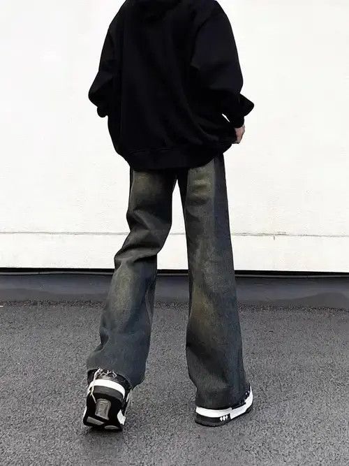Japanese Brand × Jean Vintage washed draped hip-hop straight-leg jeans Size US 32 / EU 48 - 3 Thumbnail