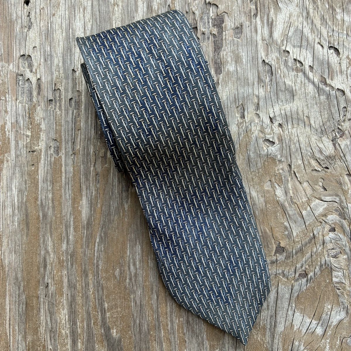 Other Vintage Dunhill London Silk Tie Blue Wrench Pattern Necktie Size ONE SIZE - 1 Thumbnail