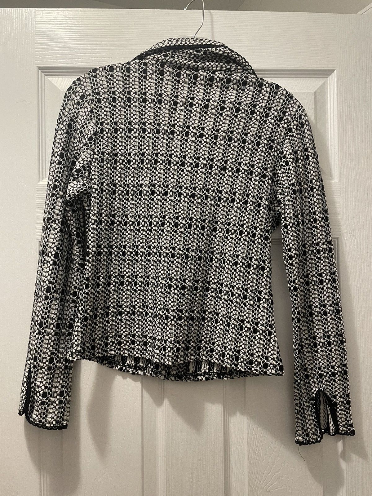 Designer Black and White Zip Up Blazer Size M / US 6-8 / IT 42-44 - 3 Thumbnail