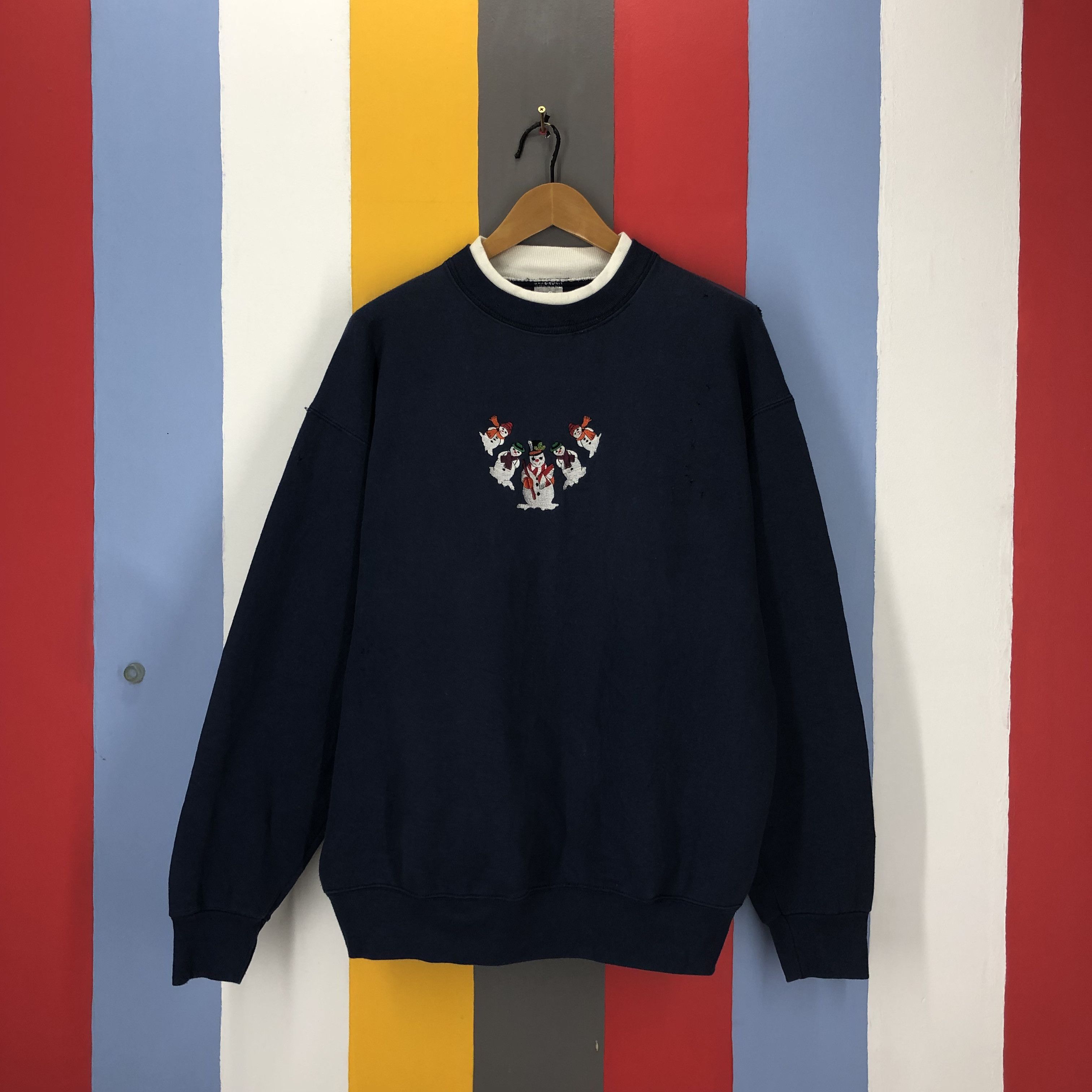 Fruit Of The Loom 90s Vintage CHRISTMAS SNOWMAN Crew Neck Sweatshirt #1676/05 Size US XL / EU 56 / 4 - 1 Thumbnail