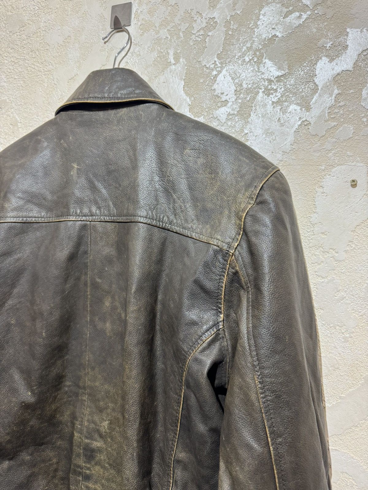 Ben Sherman Ben Sherman Vintage Heavy Faded Leather Jacket Size XL Size US XL / EU 56 / 4 - 13 Thumbnail