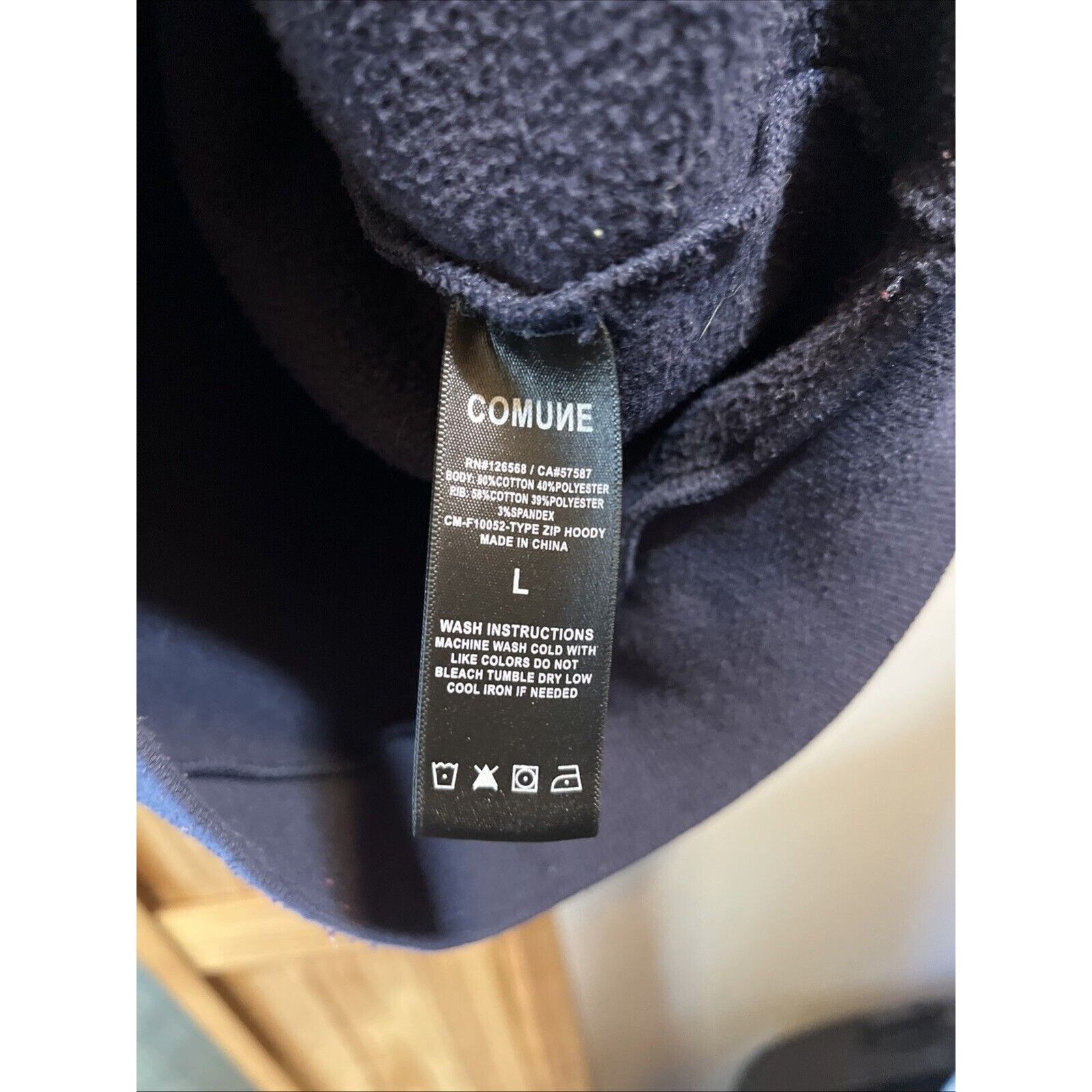 Comune Comune Men L Navy Blue Hooded Jacket Cotton Polyester Skater Size US L / EU 52-54 / 3 - 3 Thumbnail